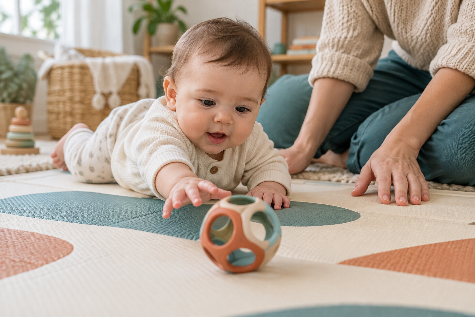 Illustrative scene of infants learning through age-appropriate activities