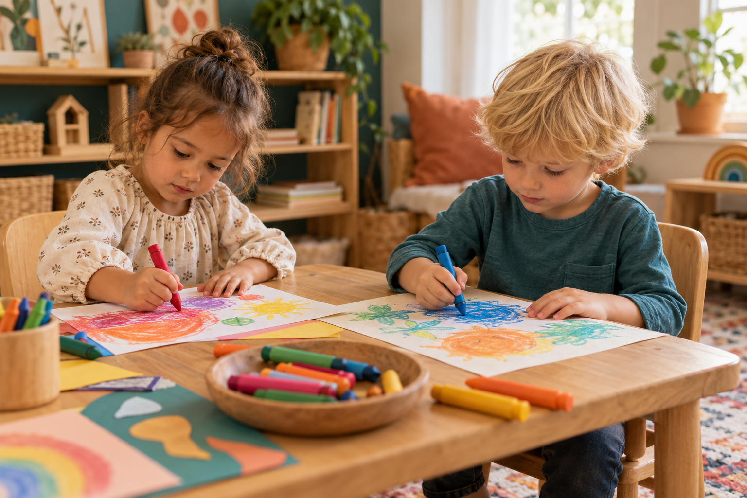 Illustrative scene of preschool learning through age-appropriate activities